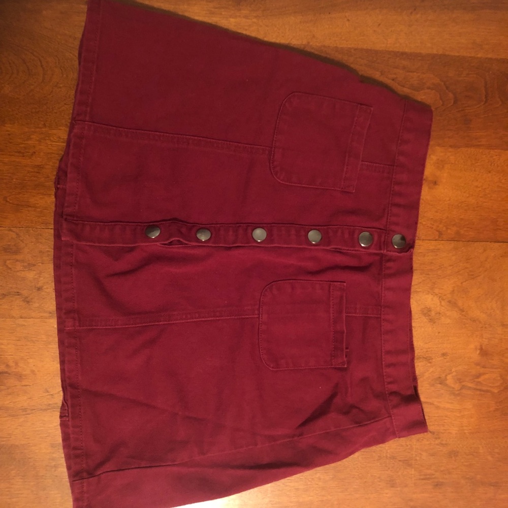 COOPERATIVE Maroon Button Up Skirt